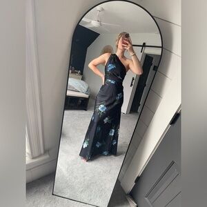 Sachin & Babi Delphine One Shoulder Gown Floral Black Blue Size 0